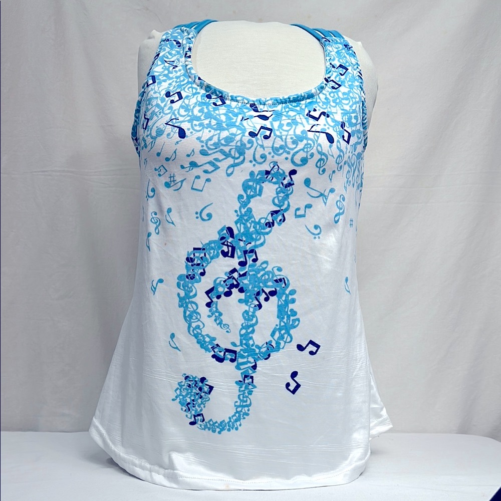 Blue and White Musical Note Women's Top